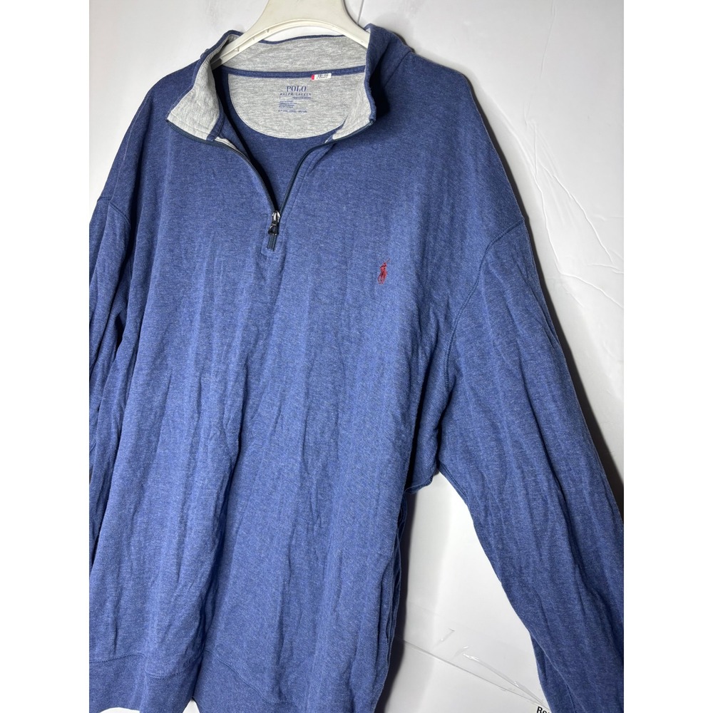 Polo Ralph Lauren Performance Mens 3LT Blue Heather Quarter Zip Pullover Sweater